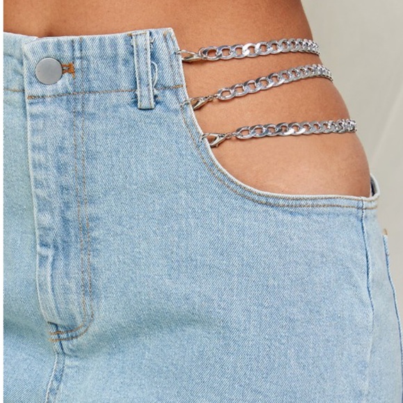 Chain Detail High Waisted Straight Leg Jeans - Picture 4 of 4